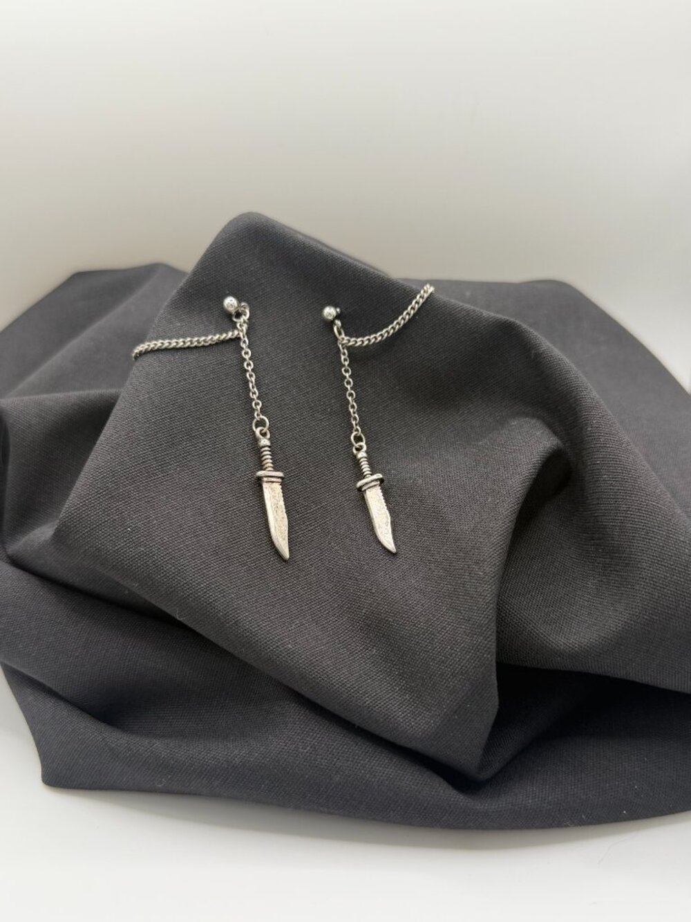 Silvertone Sword Drop Earrings – 2.5" Drop
